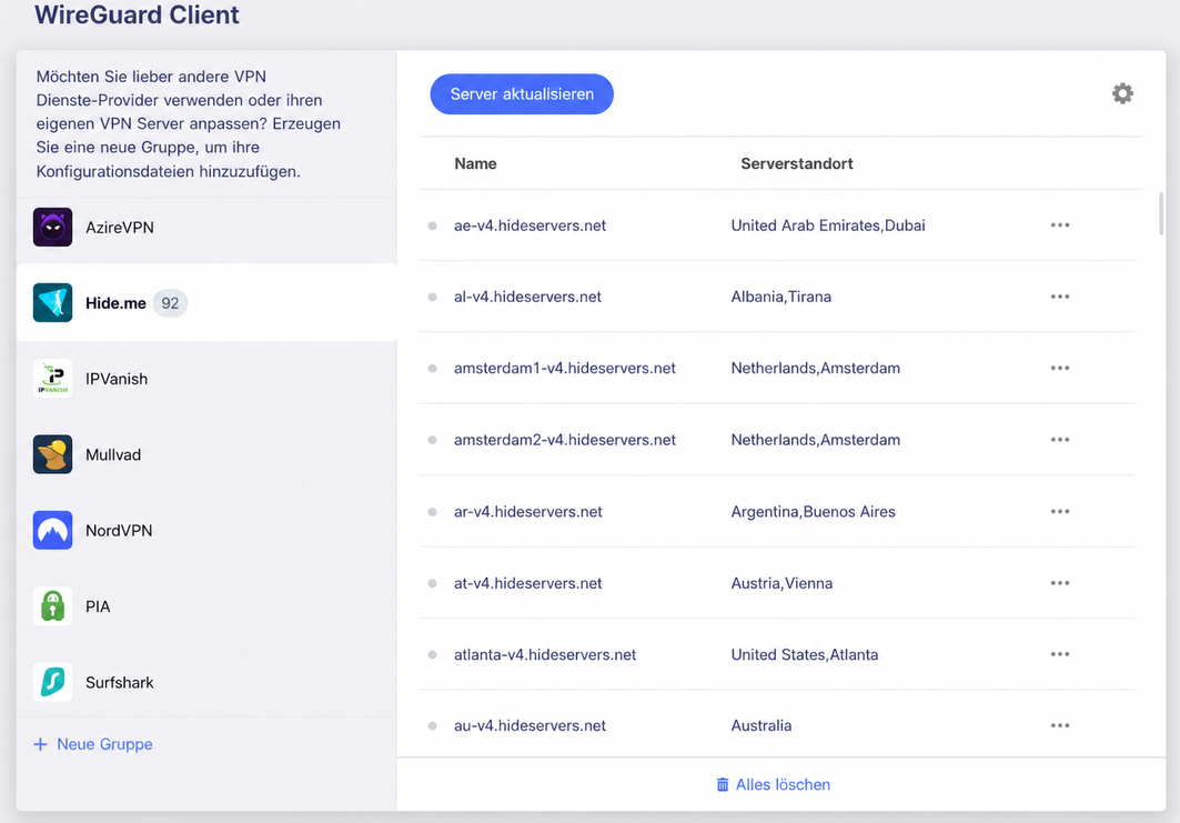 hideme update servers