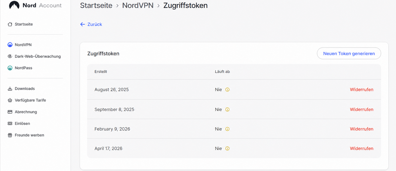 nordvpn token