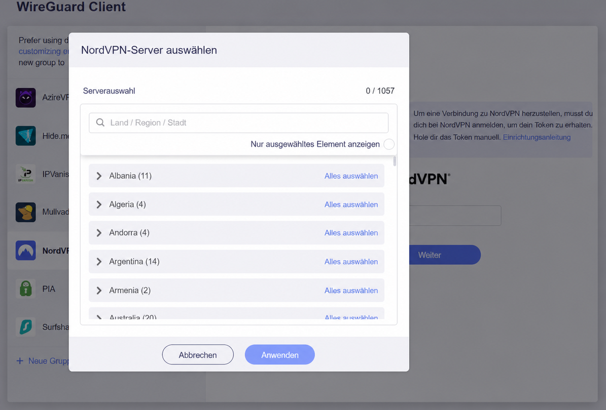 nordvpn select servers