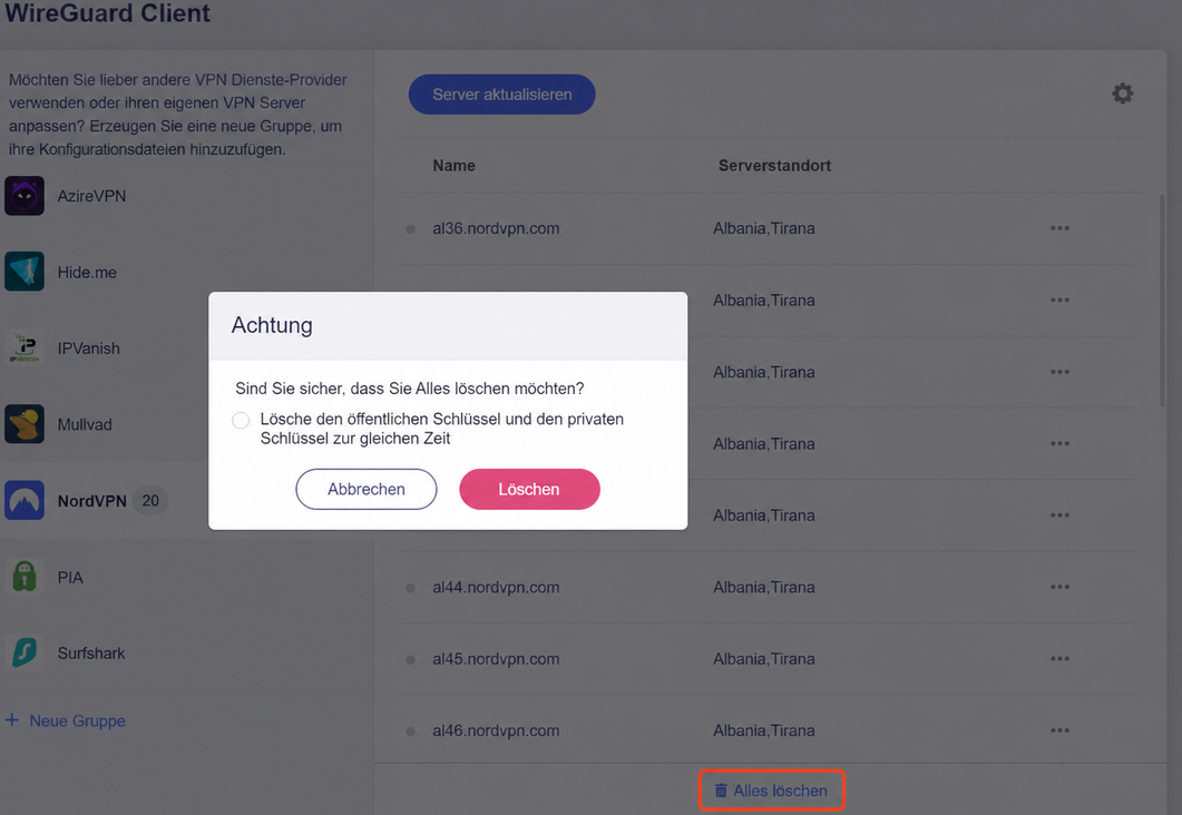 nordvpn delete