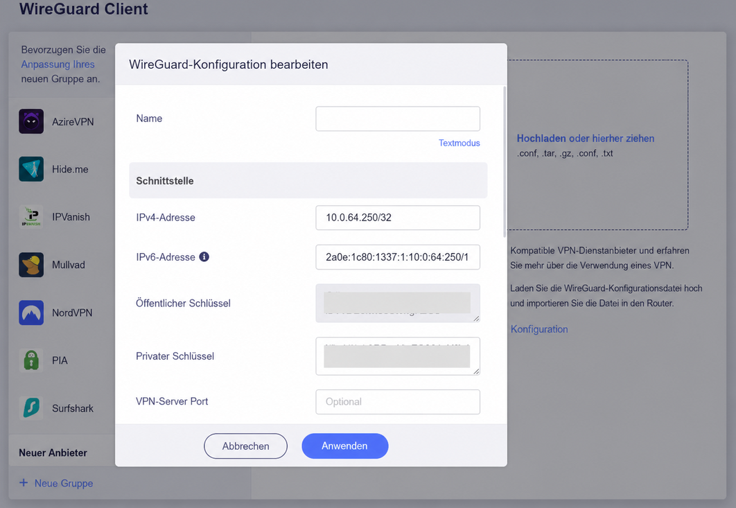 add wireguard by item mode
