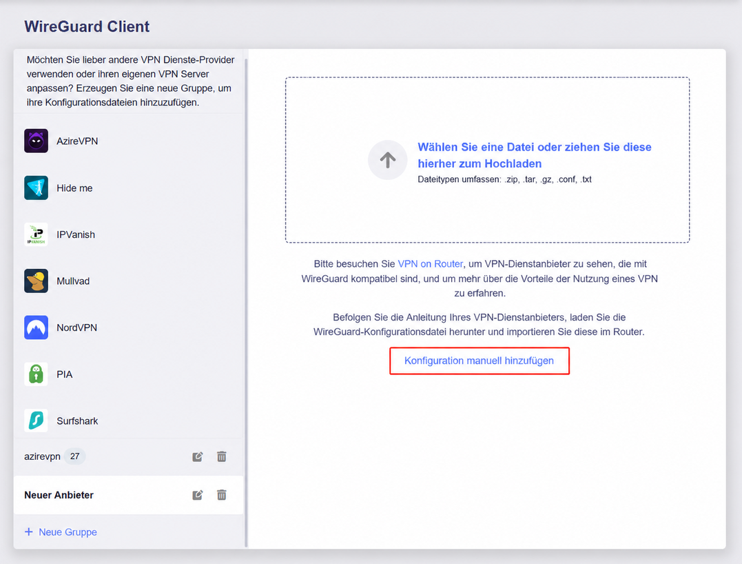 add wireguard by text