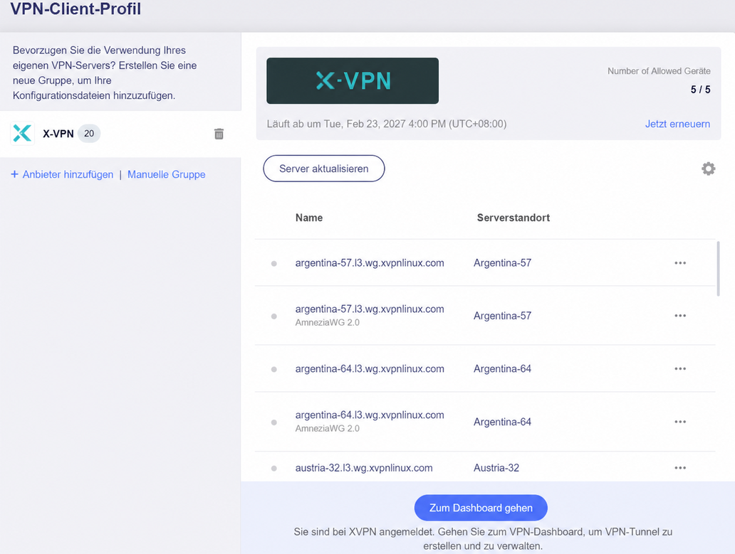 xvpn update servers