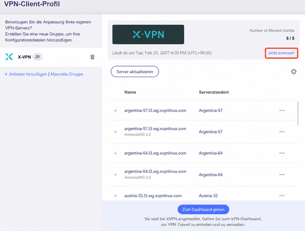 xvpn renew