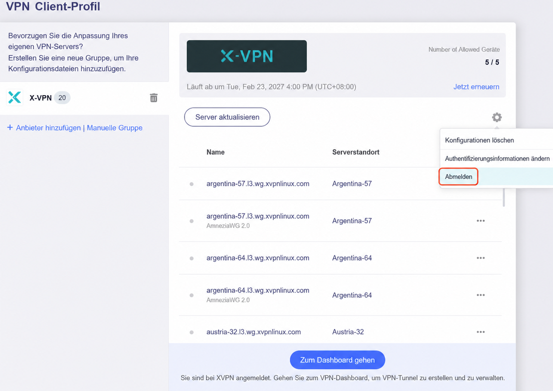 xvpn logout
