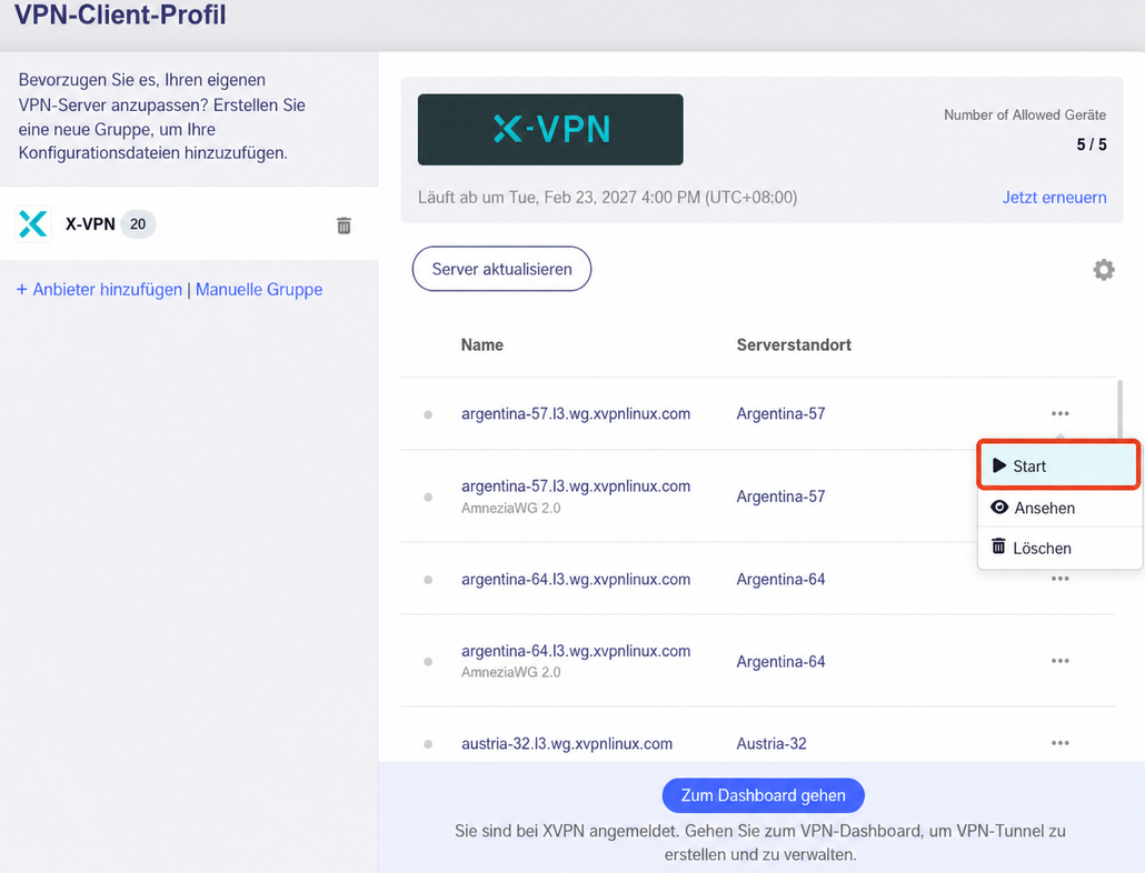 xvpn start