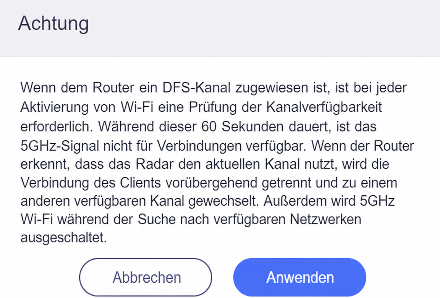 dfs channel caution
