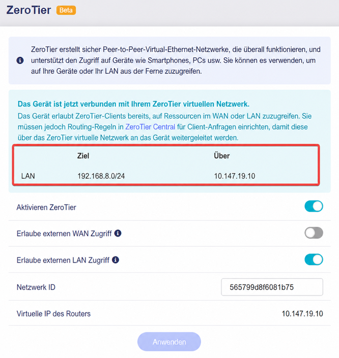 enable allow remote access lan
