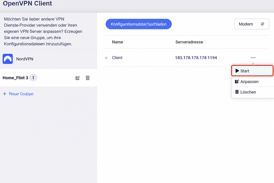 start client