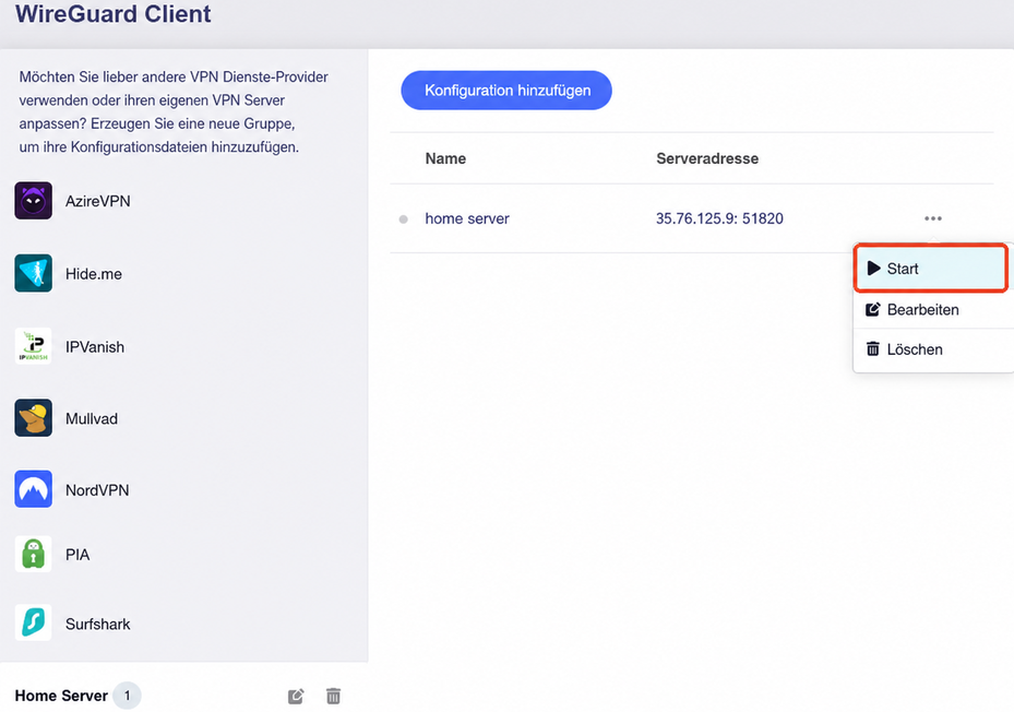 start client