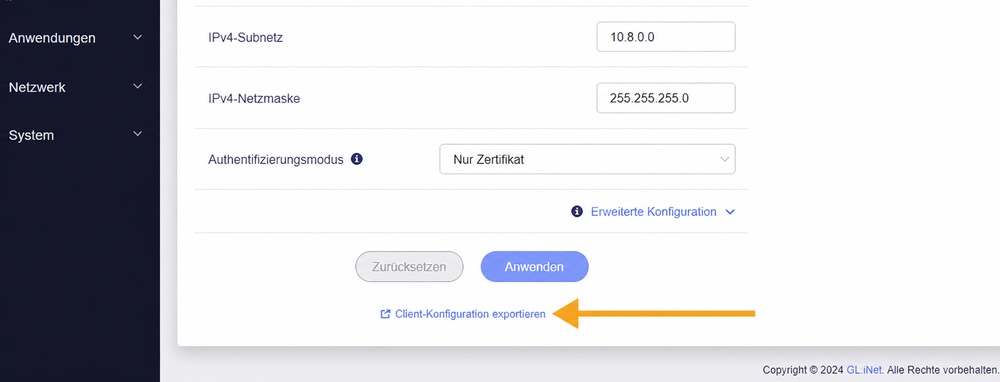 click export