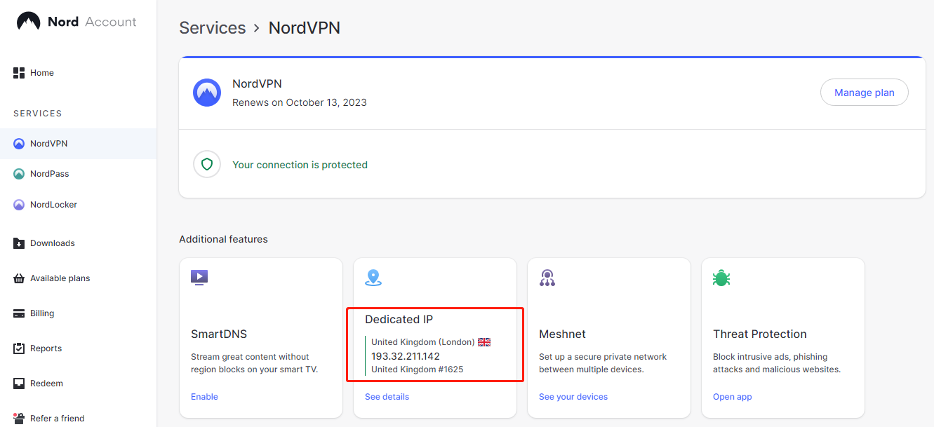 nordvpn dedicated ip info
