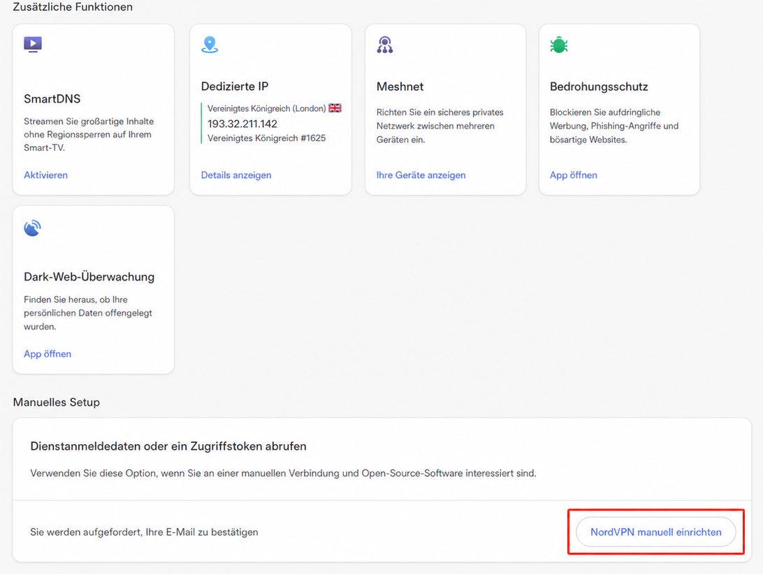 nordvpn manual setup