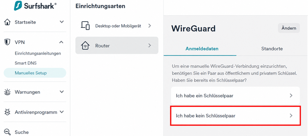 surfshark wireguard manual setup