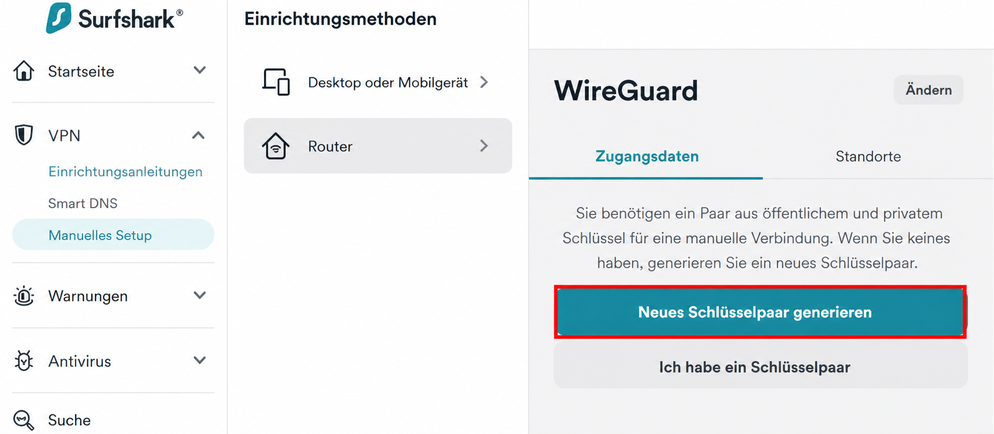 surfshark wireguard manual setup