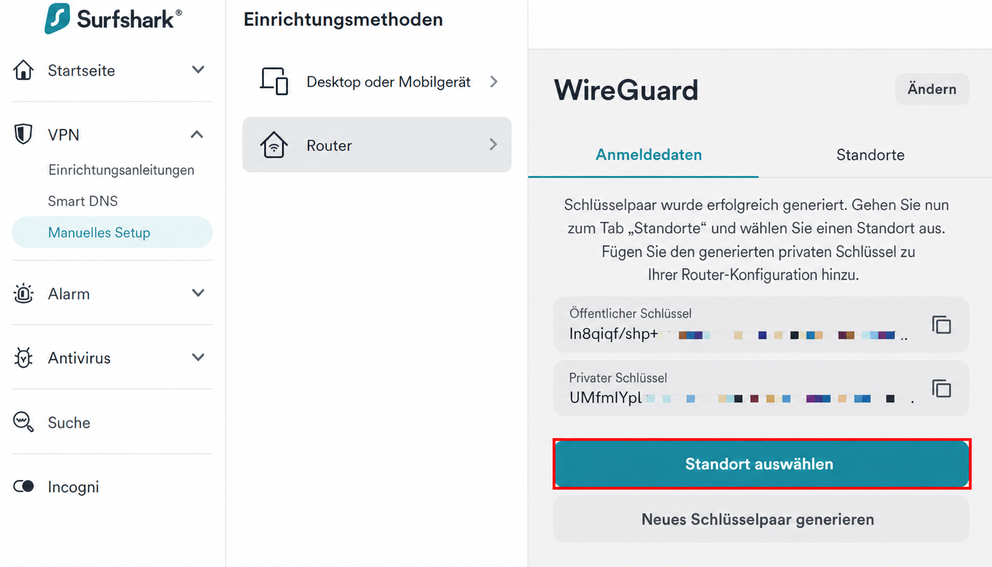 surfshark wireguard manual setup
