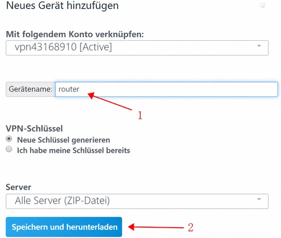 VPN.AC create wireguard profiles