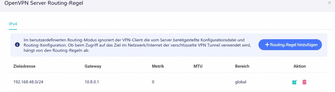 ovpnserver route rule