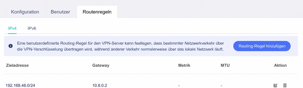 ovpnserver route rule