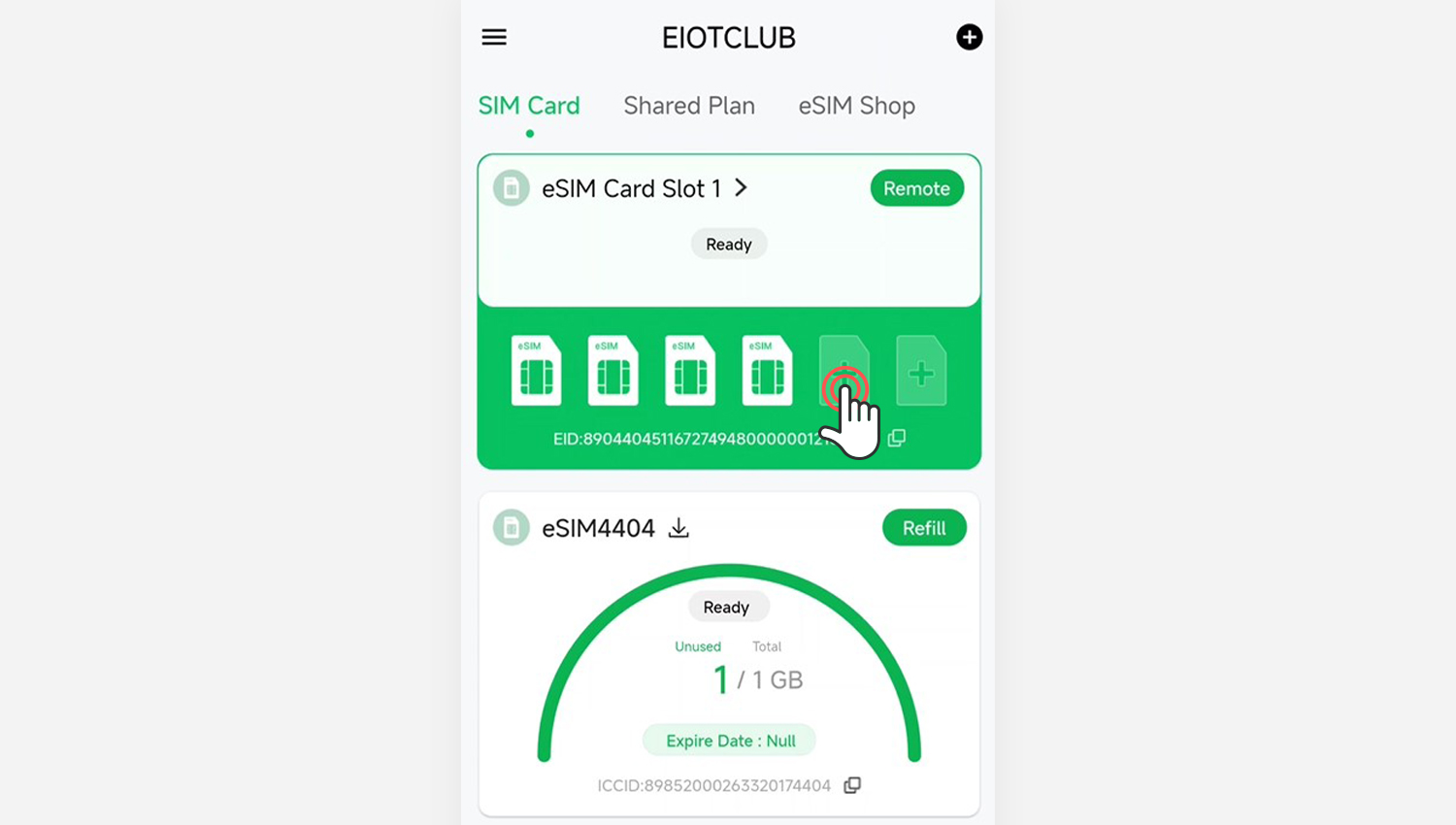 Add new purchased eSIM into the list