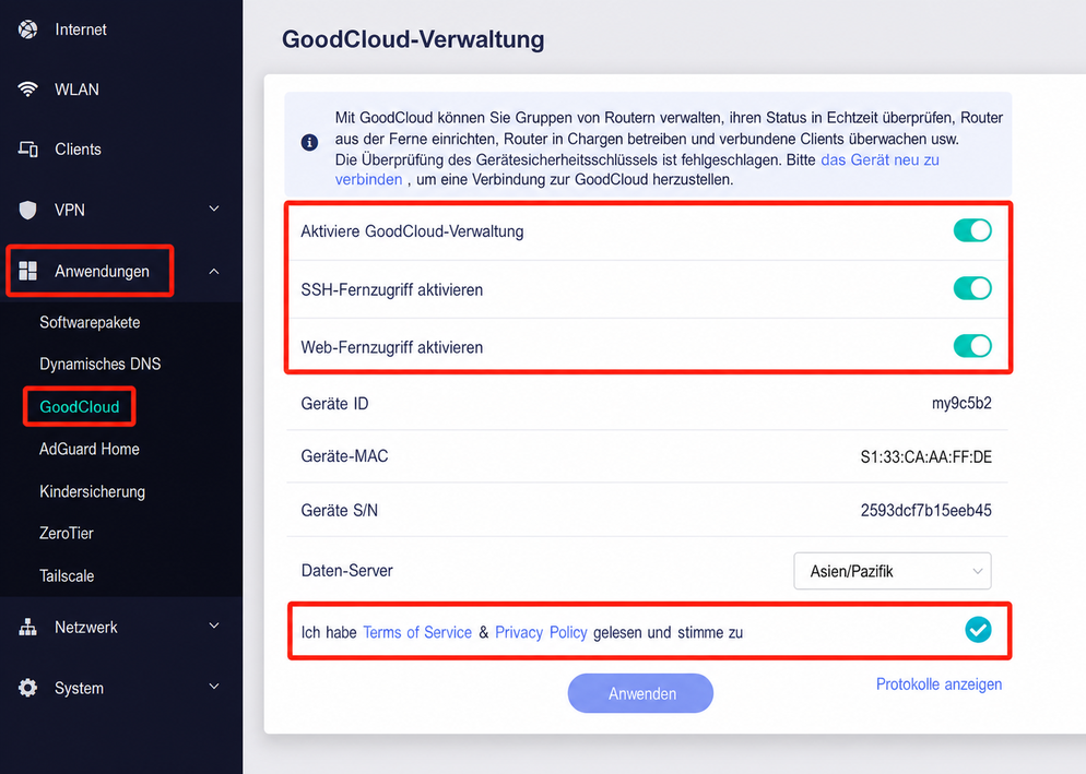 enable GoodCloud 4.6