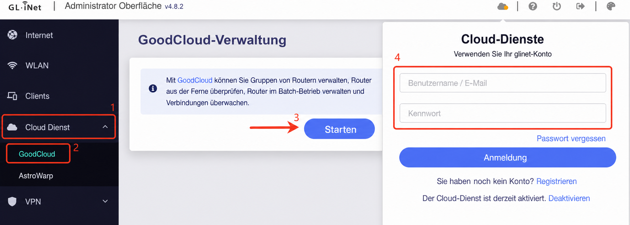 get started log in