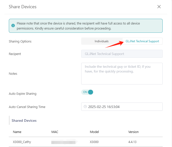 share device with GL.iNet support