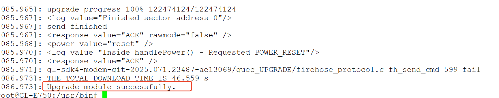 Upgrade erfolgreich