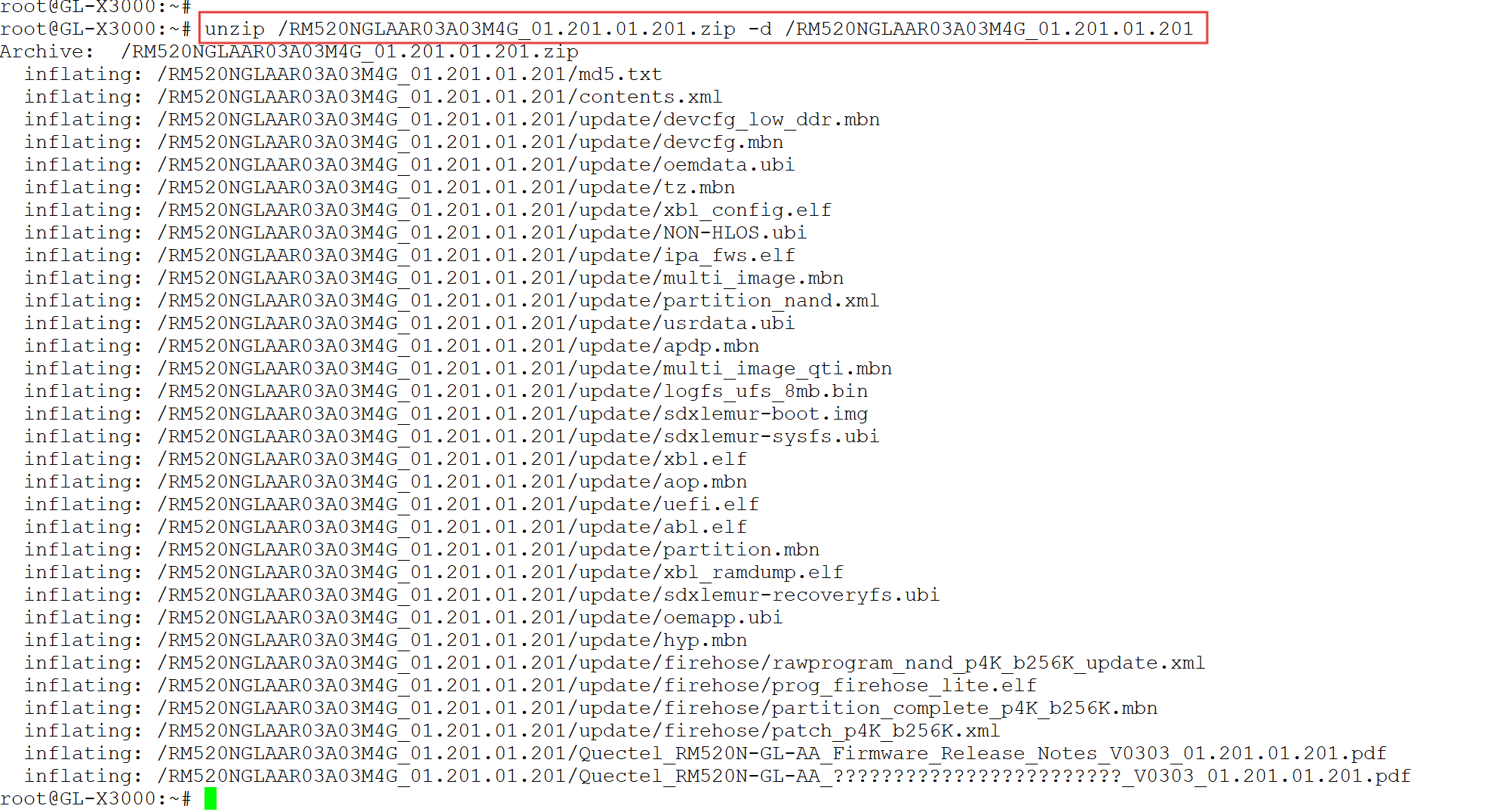 Modul-Firmware entpacken