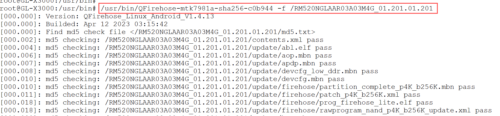 Upgrade über QFirehose