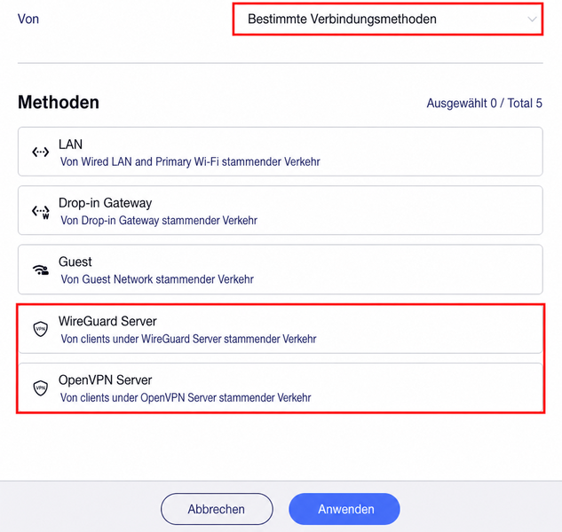 specified connection