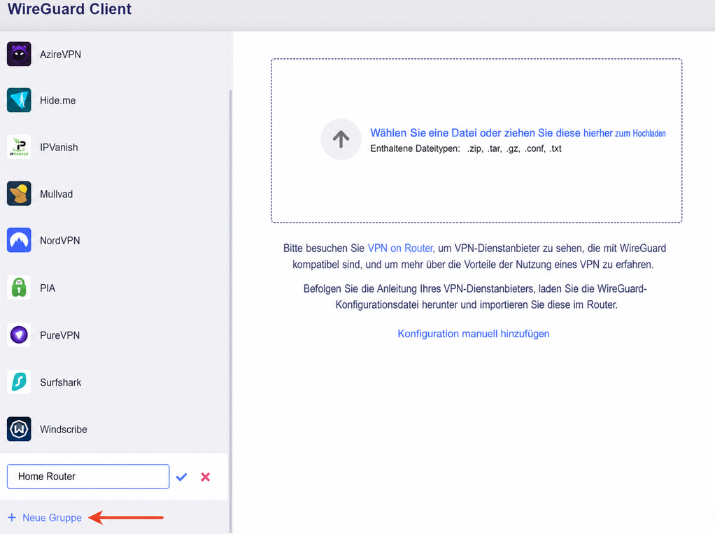 client add a group