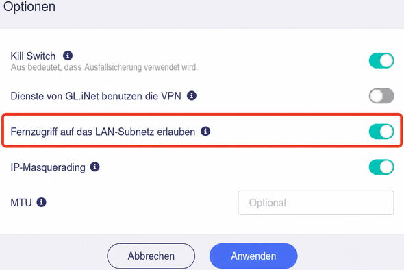 allow remote access lan
