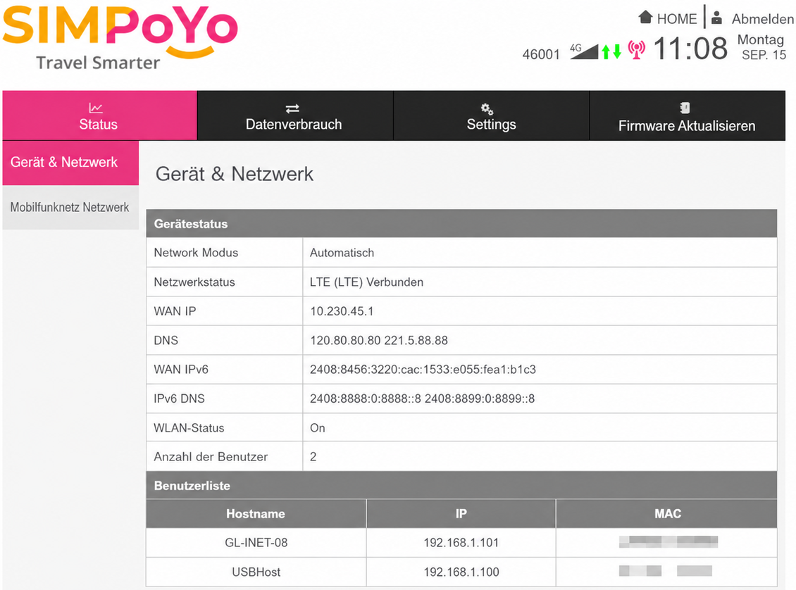network status
