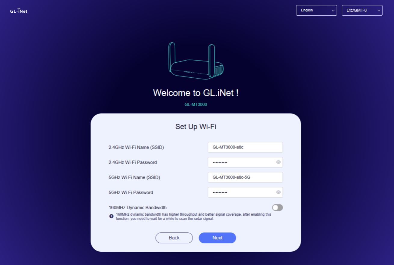 mt3000 set up wifi