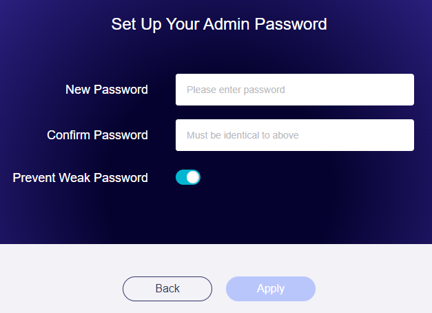 set up admin password