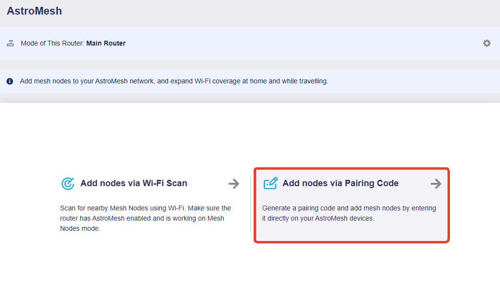 add nodes pairing code