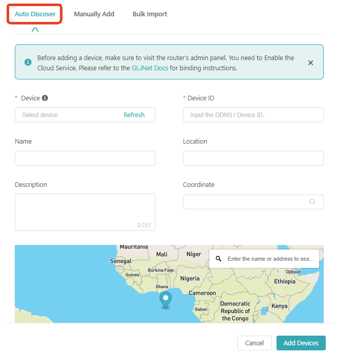 add device, auto discover