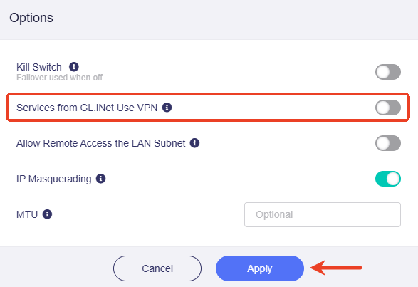 Services from GL.iNet use VPN
