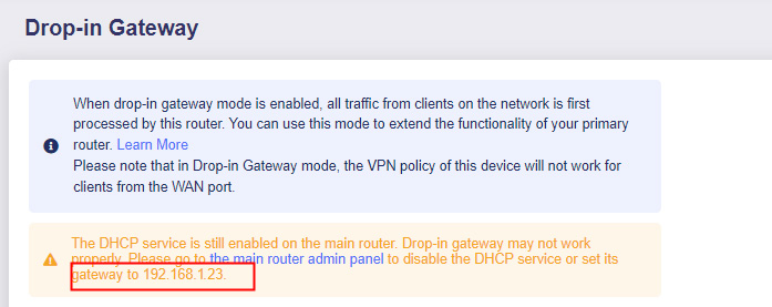 glinet lan, dhcp gateway