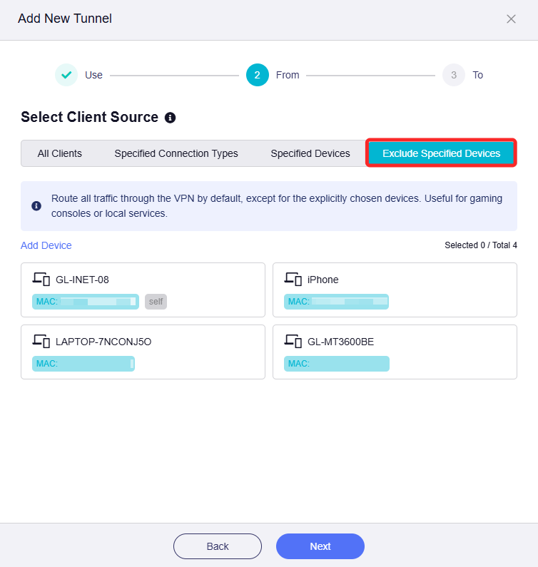exclude specified devices