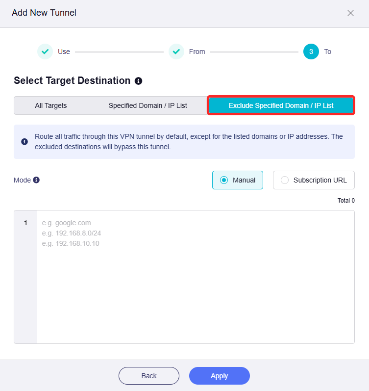 exclude specified domain ip