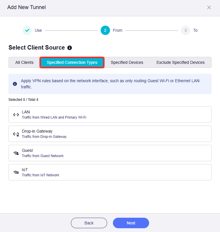 specified connection types