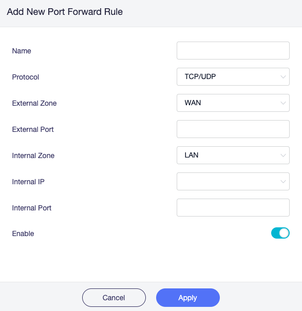 add new port forward rule