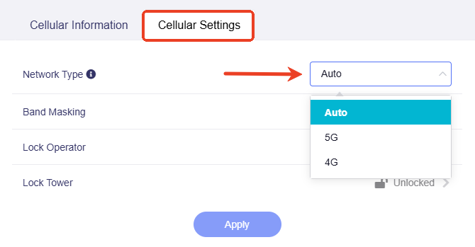 specify network type