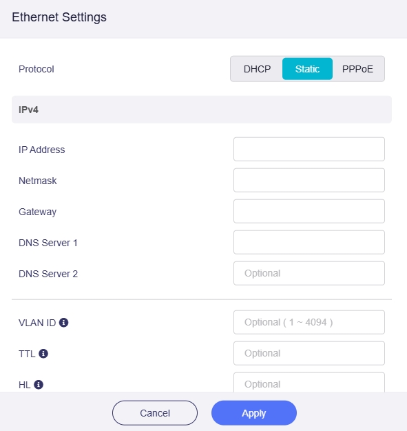 ethernet static