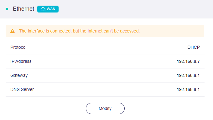 ethernet wrning