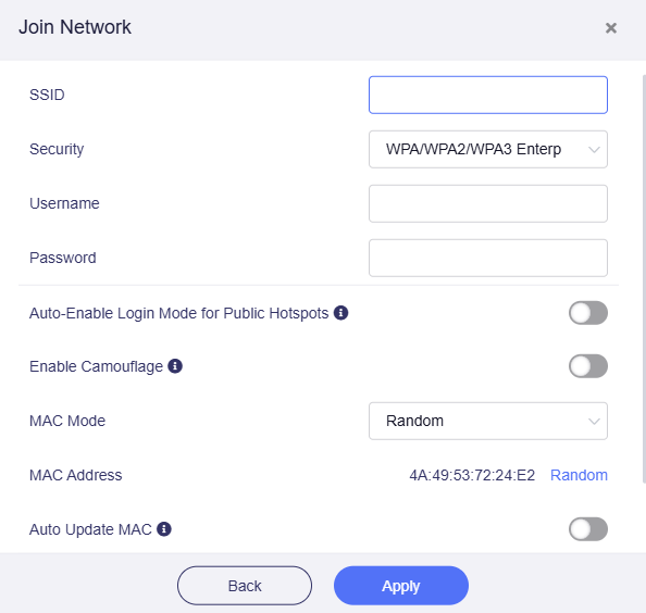 join other network, eap