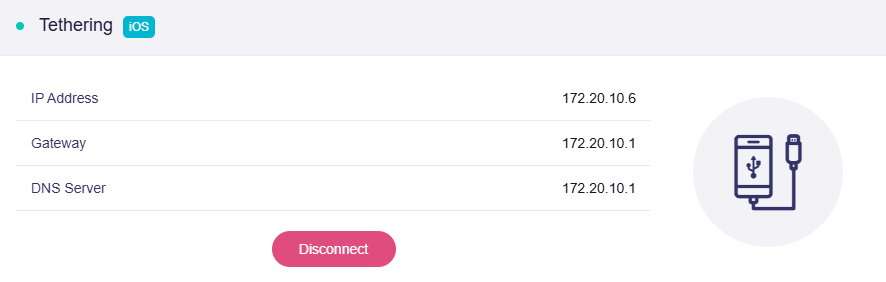 ios tethering connected