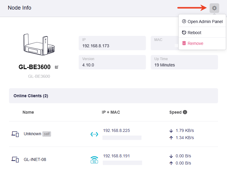 mesh node actions